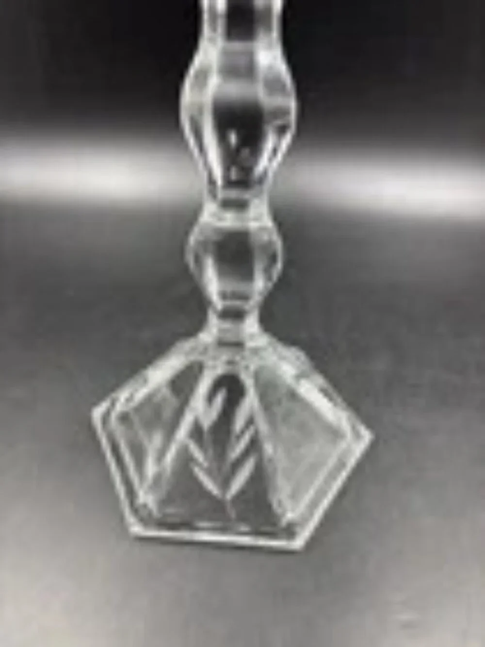 Princess House Candlestick Pair Leaf Design Cut Crystal